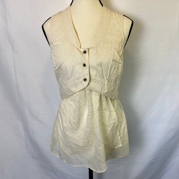 Hoss Intropia Women's Size 6 Ivory Vest Sheer Wrap Around Front Boho Festival - Picture 1 of 14